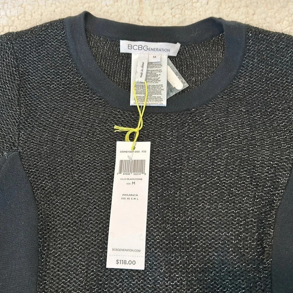 BCBGeneration Black/comb long sleeve sweater knit dress size M - Picture 7 of 12